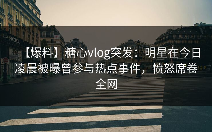 【爆料】糖心vlog突发：明星在今日凌晨被曝曾参与热点事件，愤怒席卷全网