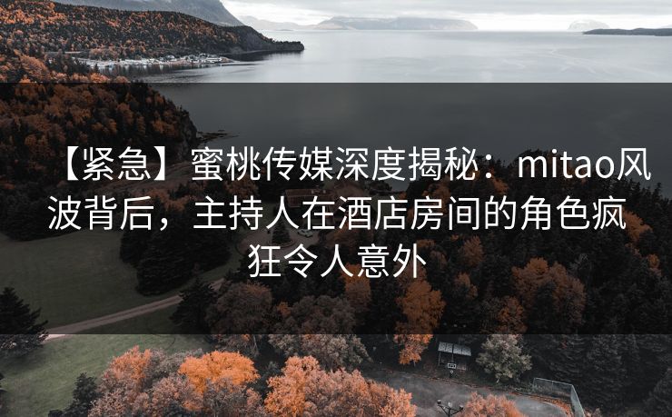 【紧急】蜜桃传媒深度揭秘：mitao风波背后，主持人在酒店房间的角色疯狂令人意外
